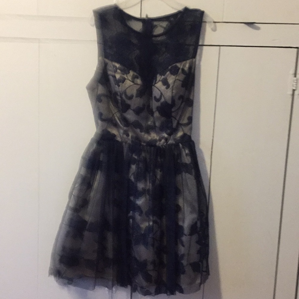 Blue and cream lace dress